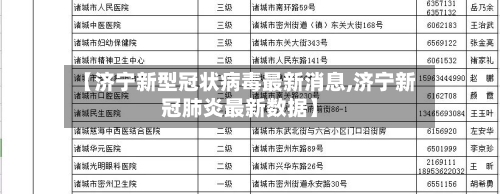 【济宁新型冠状病毒最新消息,济宁新冠肺炎最新数据】